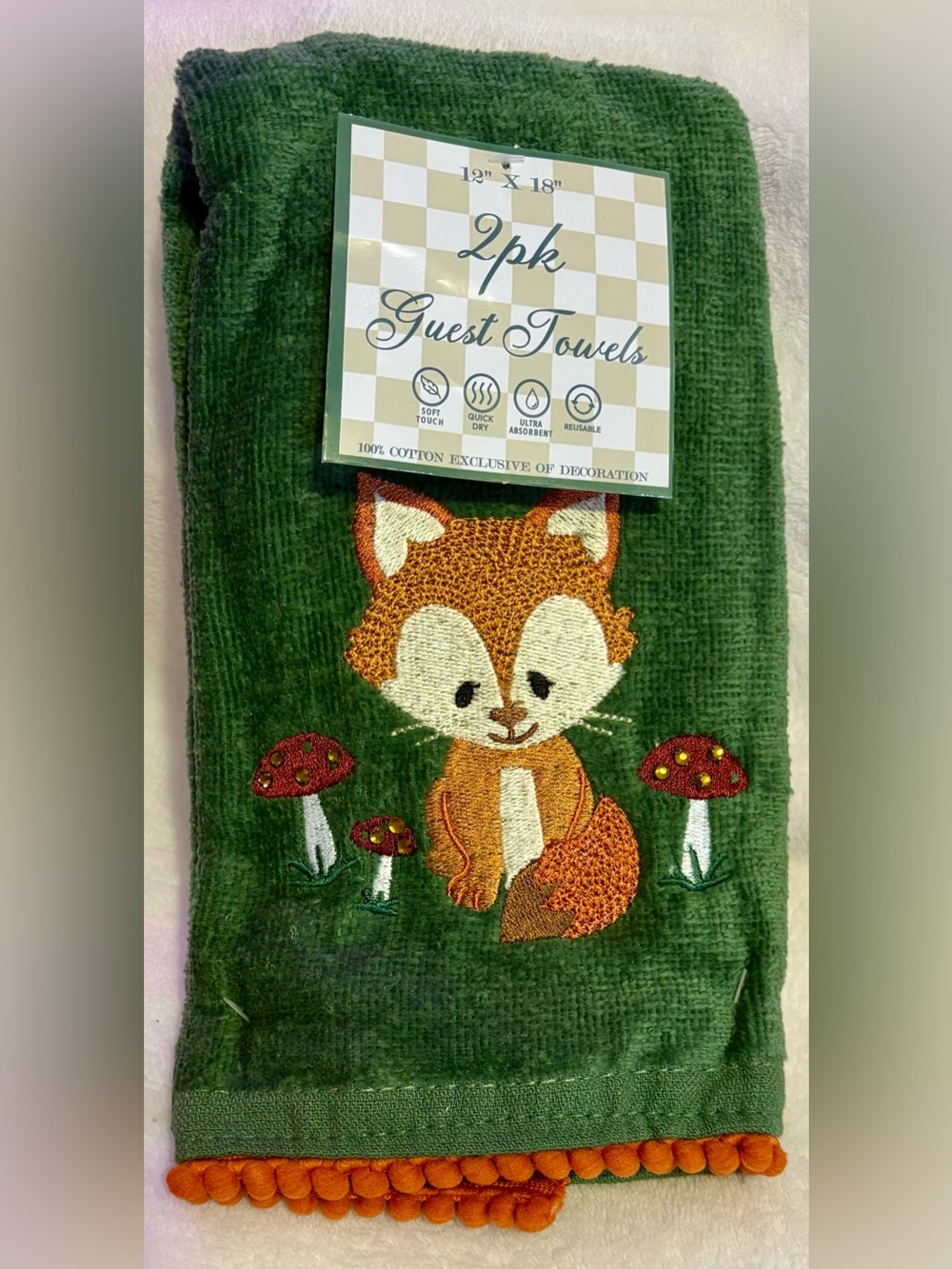 Guest Towels by  — Green Fox Embroidered 2pk